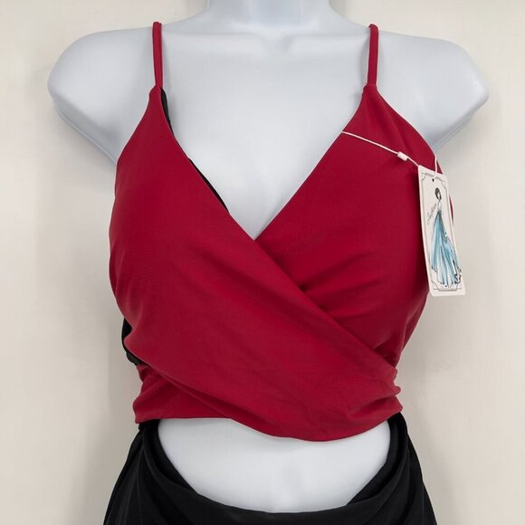 Jusfitsu Black & Red Wrap Style One-Piece Swimsuit – Size XL - Picture 2 of 9